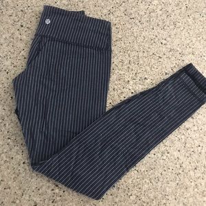 Rare Lululemon blue and white pinstripe legging